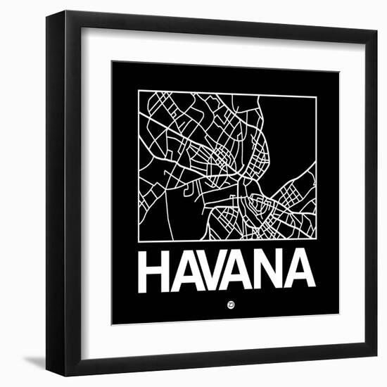 Black Map of Havana-NaxArt-Framed Art Print