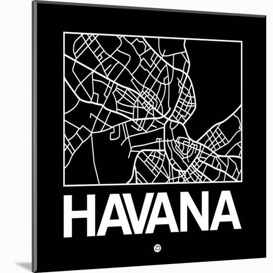 Black Map of Havana-NaxArt-Mounted Art Print