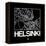 Black Map of Helsinki-NaxArt-Framed Stretched Canvas