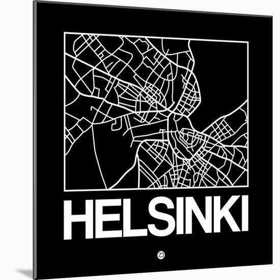 Black Map of Helsinki-NaxArt-Mounted Art Print