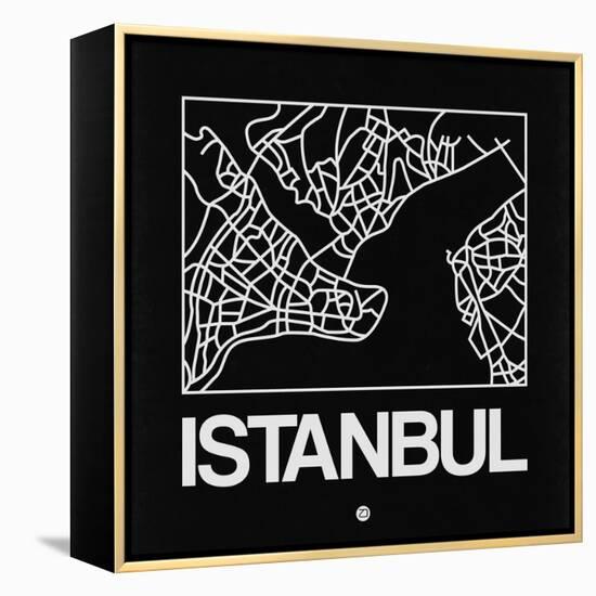 Black Map of Istanbul-NaxArt-Framed Stretched Canvas