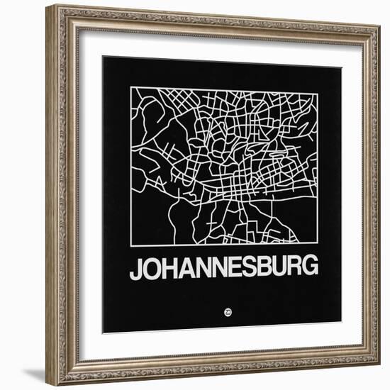 Black Map of Johannesburg-NaxArt-Framed Art Print