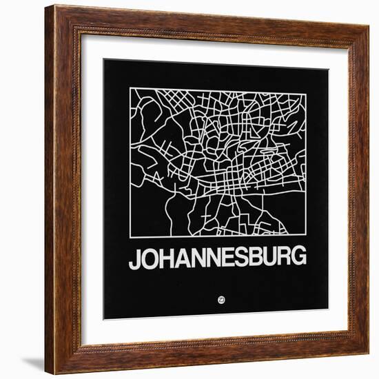 Black Map of Johannesburg-NaxArt-Framed Art Print