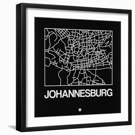 Black Map of Johannesburg-NaxArt-Framed Art Print