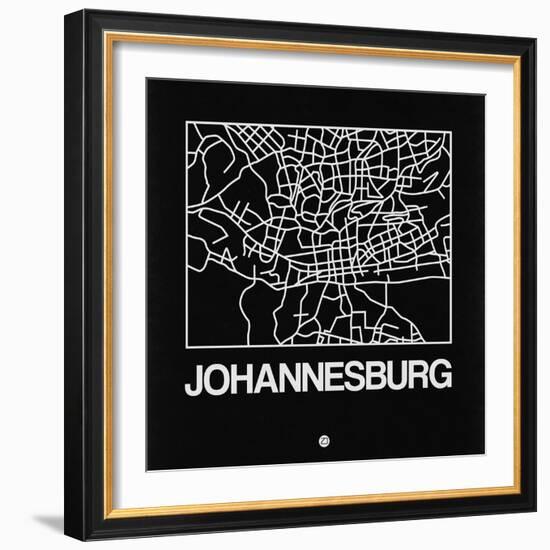 Black Map of Johannesburg-NaxArt-Framed Art Print