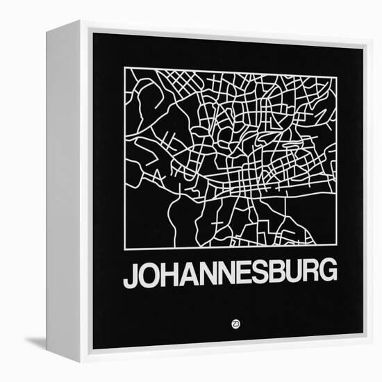 Black Map of Johannesburg-NaxArt-Framed Stretched Canvas