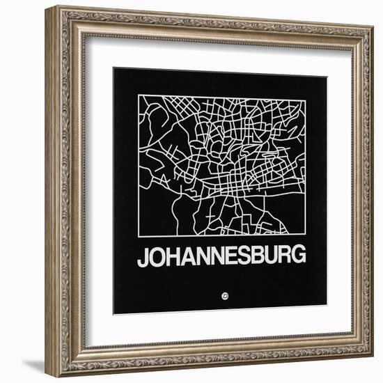 Black Map of Johannesburg-NaxArt-Framed Art Print