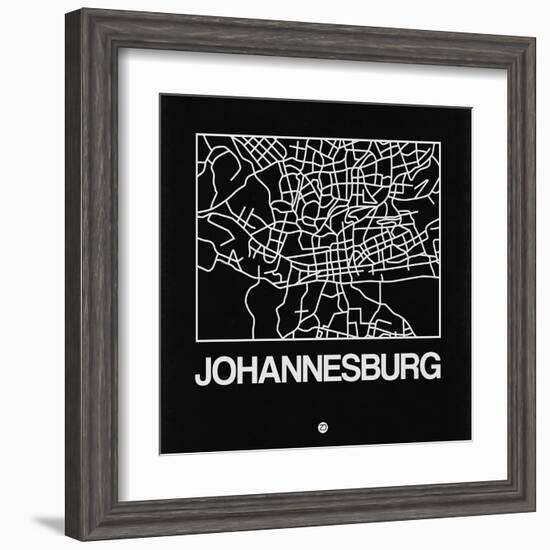 Black Map of Johannesburg-NaxArt-Framed Art Print