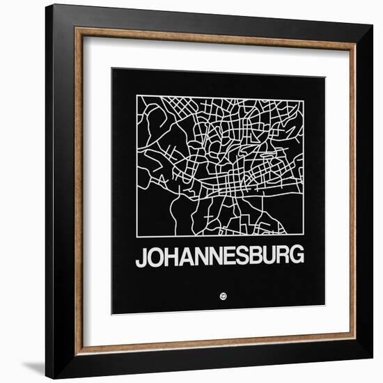 Black Map of Johannesburg-NaxArt-Framed Art Print