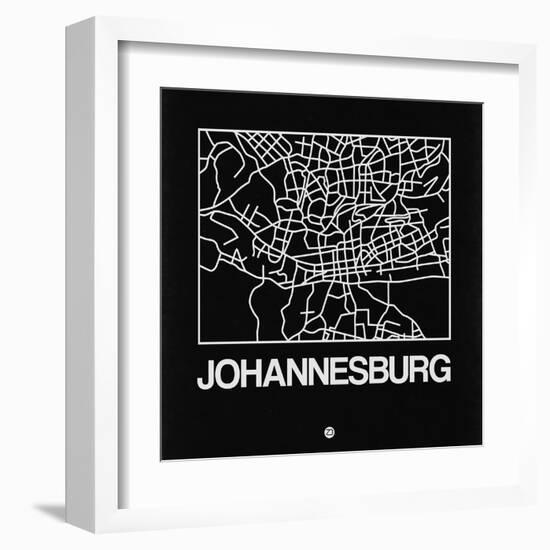 Black Map of Johannesburg-NaxArt-Framed Art Print