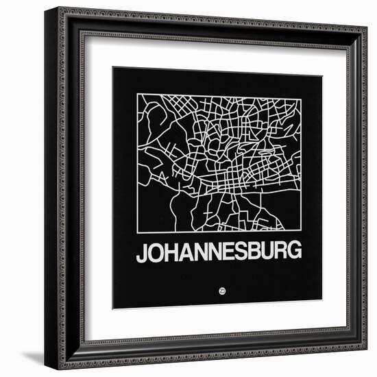 Black Map of Johannesburg-NaxArt-Framed Art Print