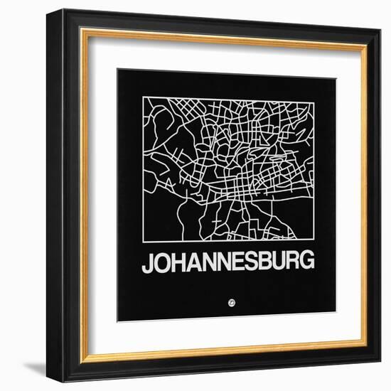 Black Map of Johannesburg-NaxArt-Framed Art Print