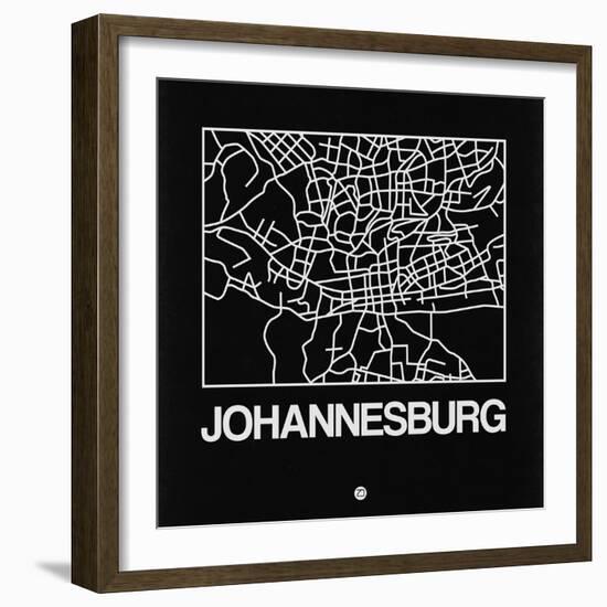 Black Map of Johannesburg-NaxArt-Framed Premium Giclee Print