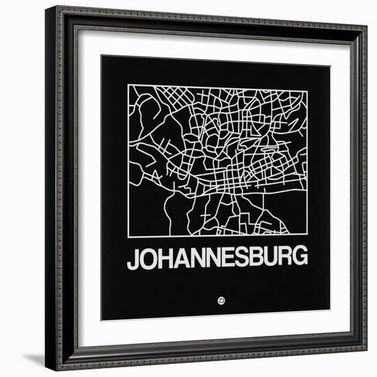 Black Map of Johannesburg-NaxArt-Framed Premium Giclee Print