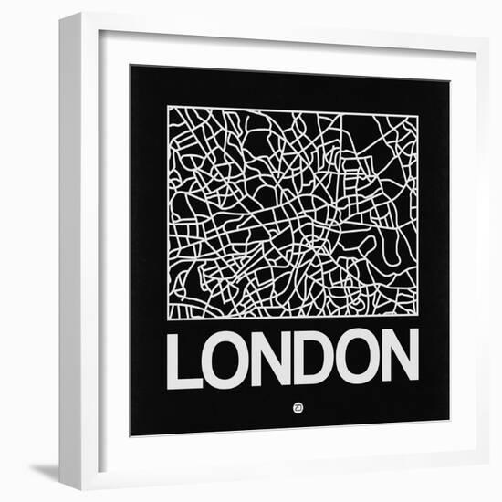 Black Map of London-NaxArt-Framed Art Print