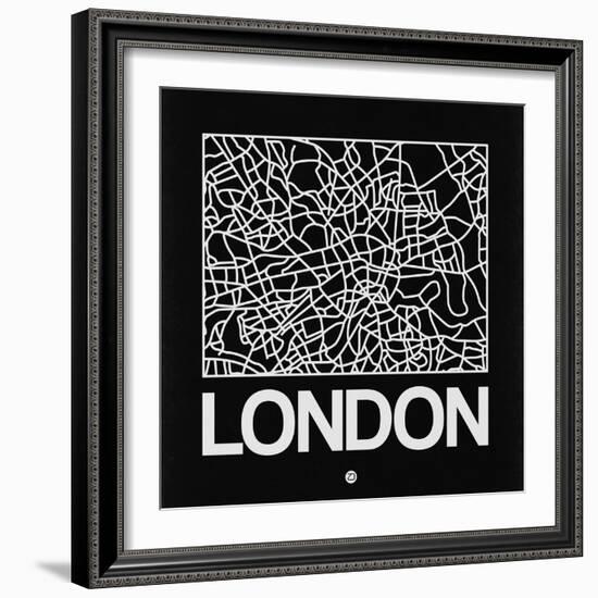 Black Map of London-NaxArt-Framed Art Print