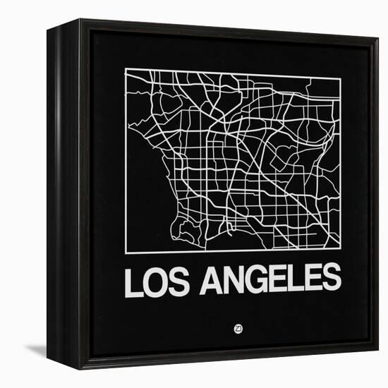 Black Map of Los Angeles-NaxArt-Framed Stretched Canvas