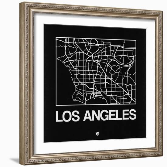 Black Map of Los Angeles-NaxArt-Framed Art Print