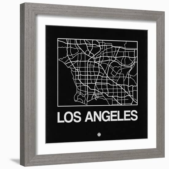 Black Map of Los Angeles-NaxArt-Framed Art Print