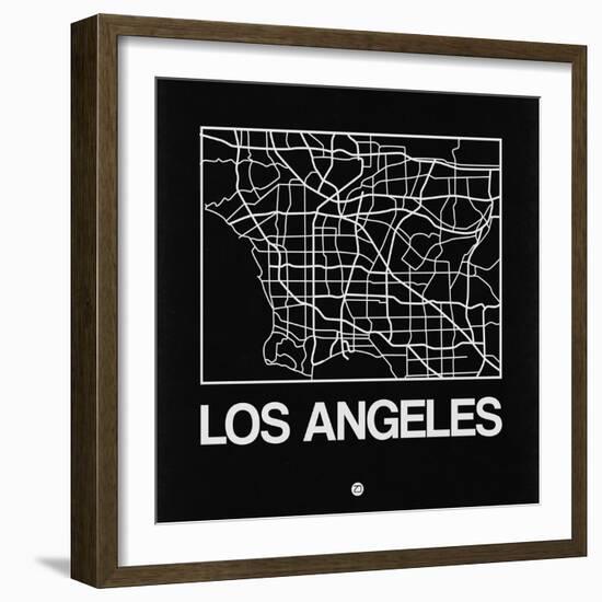 Black Map of Los Angeles-NaxArt-Framed Art Print