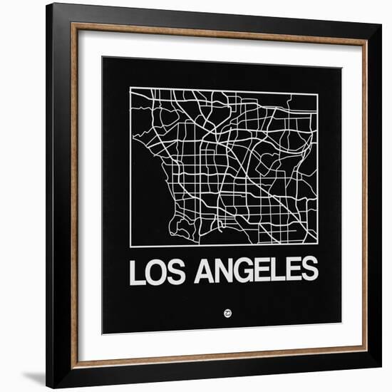 Black Map of Los Angeles-NaxArt-Framed Art Print