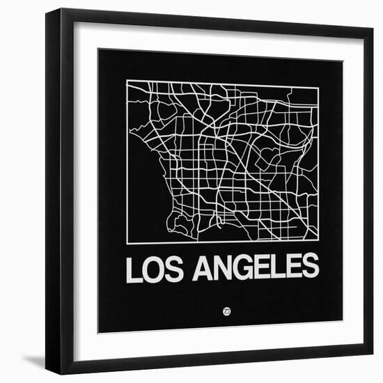 Black Map of Los Angeles-NaxArt-Framed Art Print