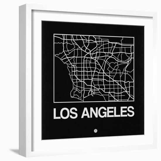 Black Map of Los Angeles-NaxArt-Framed Art Print