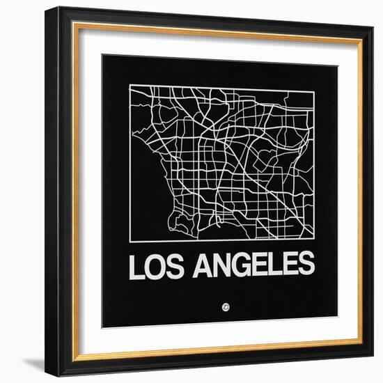 Black Map of Los Angeles-NaxArt-Framed Art Print