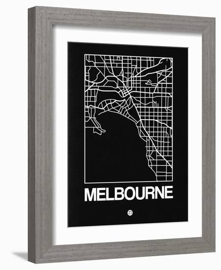 Black Map of Melbourne-NaxArt-Framed Art Print