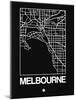 Black Map of Melbourne-NaxArt-Mounted Art Print