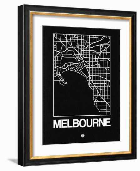 Black Map of Melbourne-NaxArt-Framed Art Print