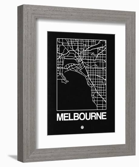 Black Map of Melbourne-NaxArt-Framed Art Print