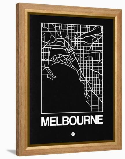 Black Map of Melbourne-NaxArt-Framed Stretched Canvas