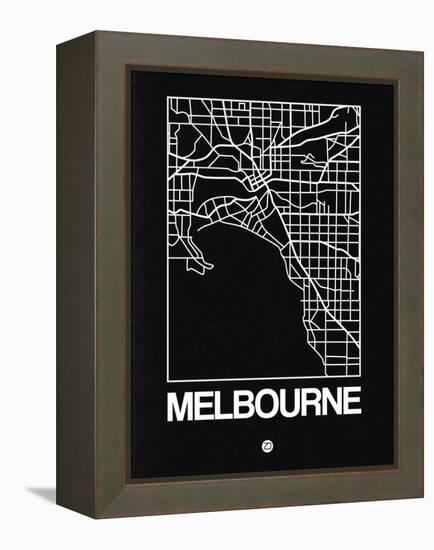 Black Map of Melbourne-NaxArt-Framed Stretched Canvas