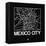 Black Map of Mexico City-NaxArt-Framed Stretched Canvas