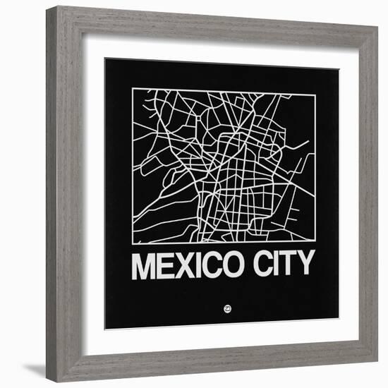 Black Map of Mexico City-NaxArt-Framed Art Print