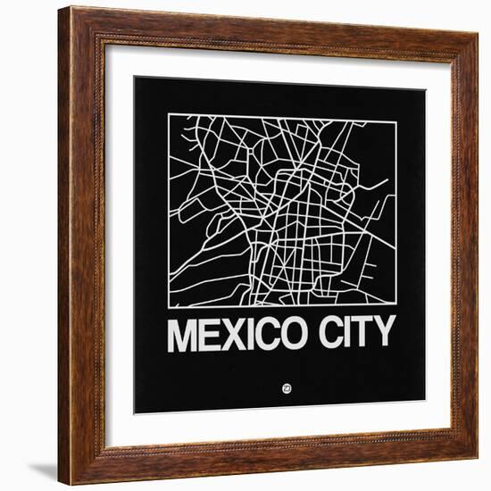 Black Map of Mexico City-NaxArt-Framed Art Print