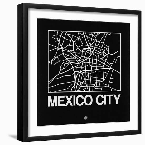 Black Map of Mexico City-NaxArt-Framed Art Print