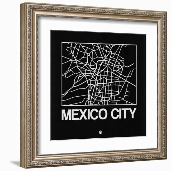 Black Map of Mexico City-NaxArt-Framed Art Print