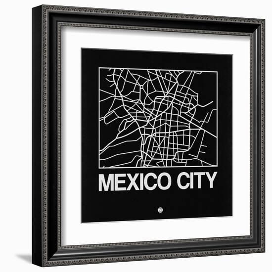 Black Map of Mexico City-NaxArt-Framed Art Print