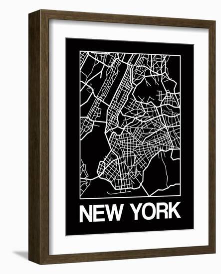 Black Map of New York-NaxArt-Framed Art Print