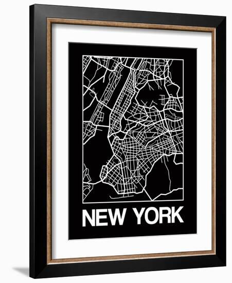 Black Map of New York-NaxArt-Framed Art Print