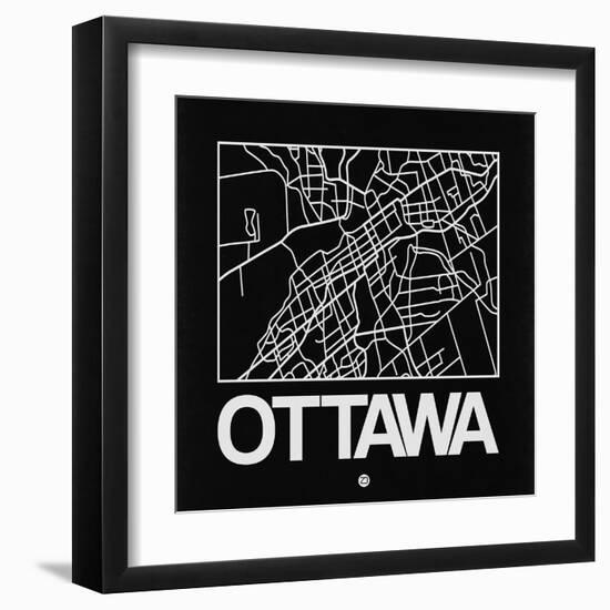 Black Map of Ottawa-NaxArt-Framed Art Print