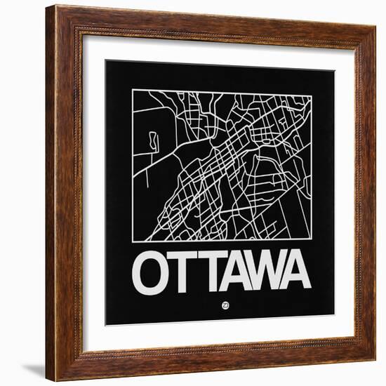 Black Map of Ottawa-NaxArt-Framed Art Print