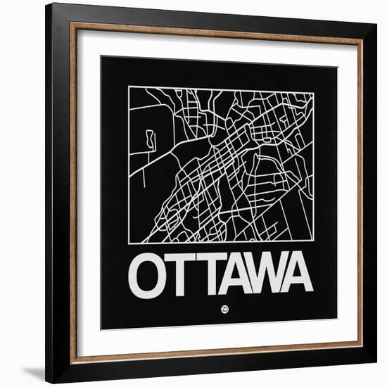 Black Map of Ottawa-NaxArt-Framed Art Print