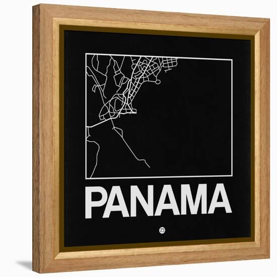 Black Map of Panama-NaxArt-Framed Stretched Canvas