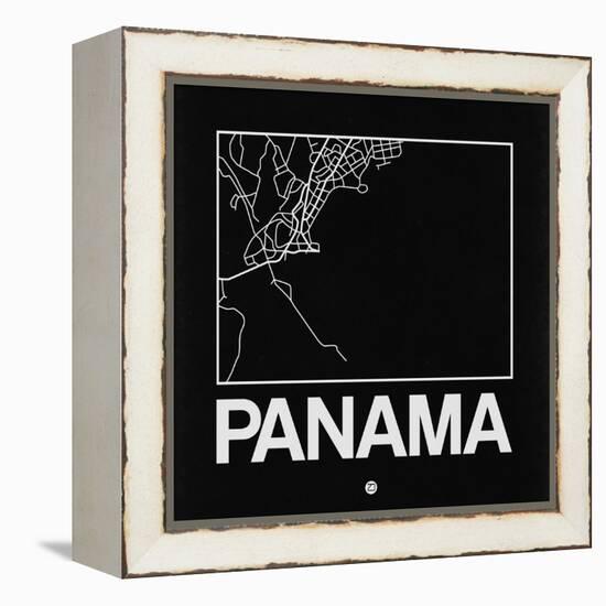 Black Map of Panama-NaxArt-Framed Stretched Canvas