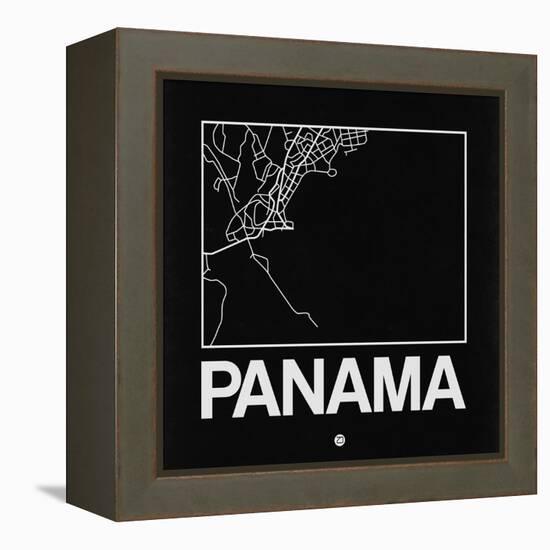 Black Map of Panama-NaxArt-Framed Stretched Canvas