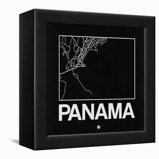 Black Map of Panama-NaxArt-Framed Stretched Canvas