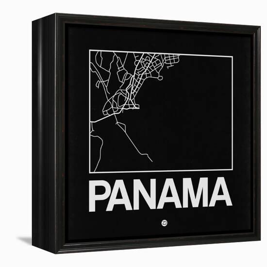 Black Map of Panama-NaxArt-Framed Stretched Canvas